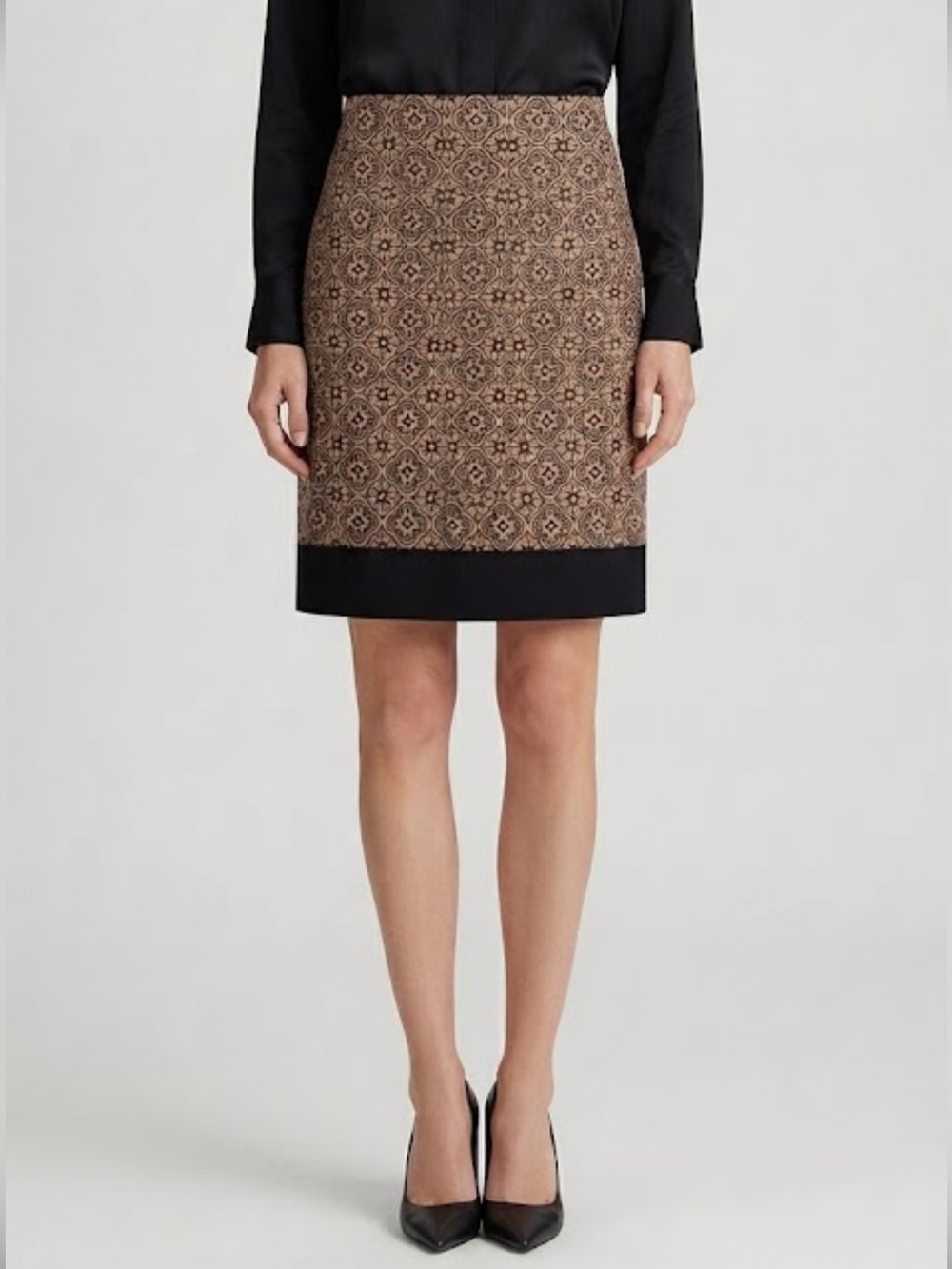 NWOT Talbots tan black pattern cotton skirt